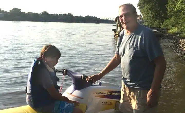 Opa and Ian (grandson) - he always found fun “toys.” 