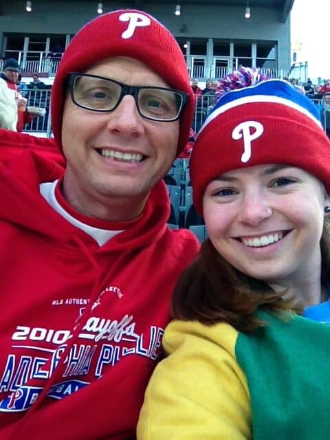 Molly and her dad, big Phillies fans