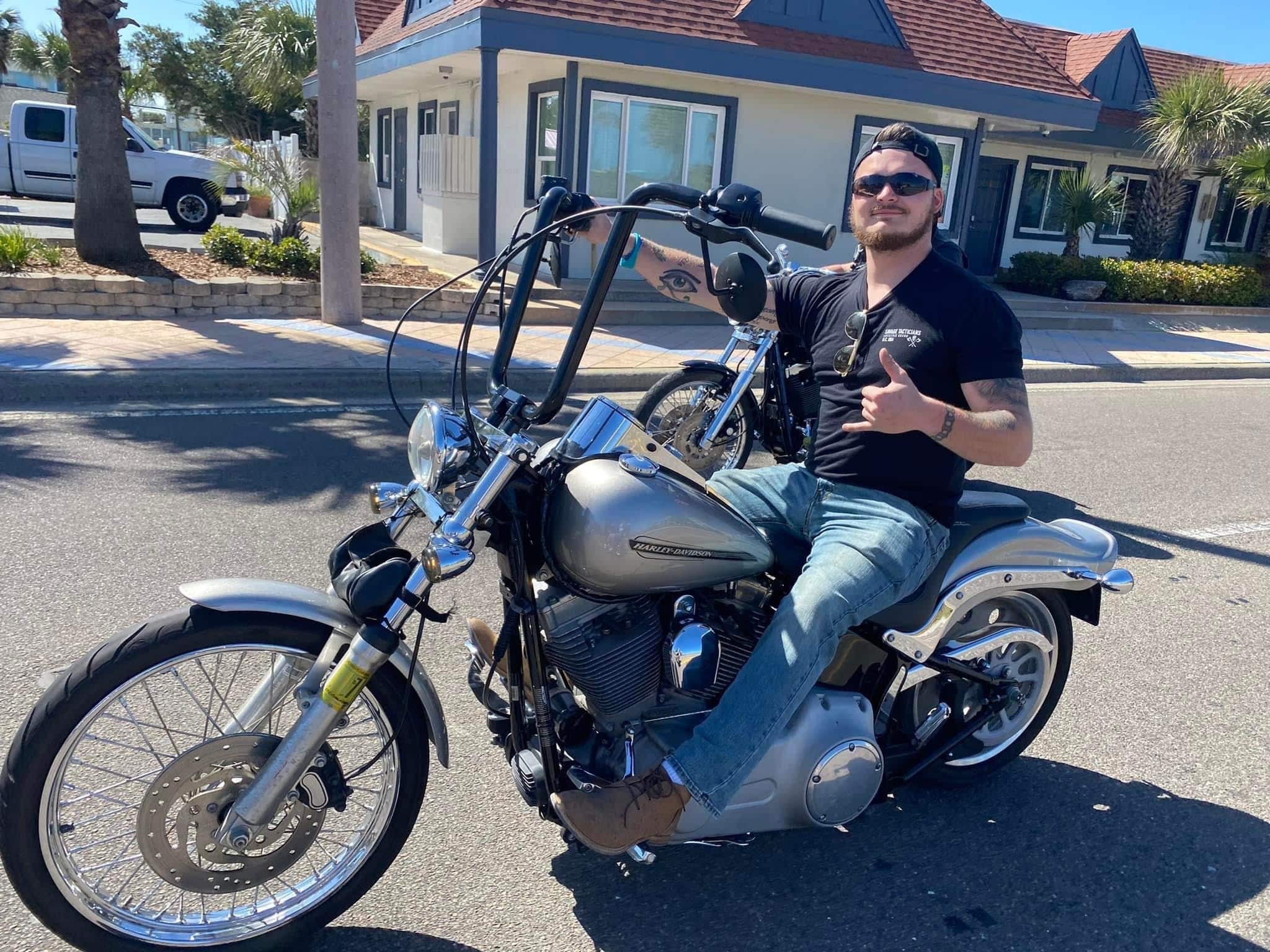 Tony loved riding motorcycles. This is during Daytona Bike Week!