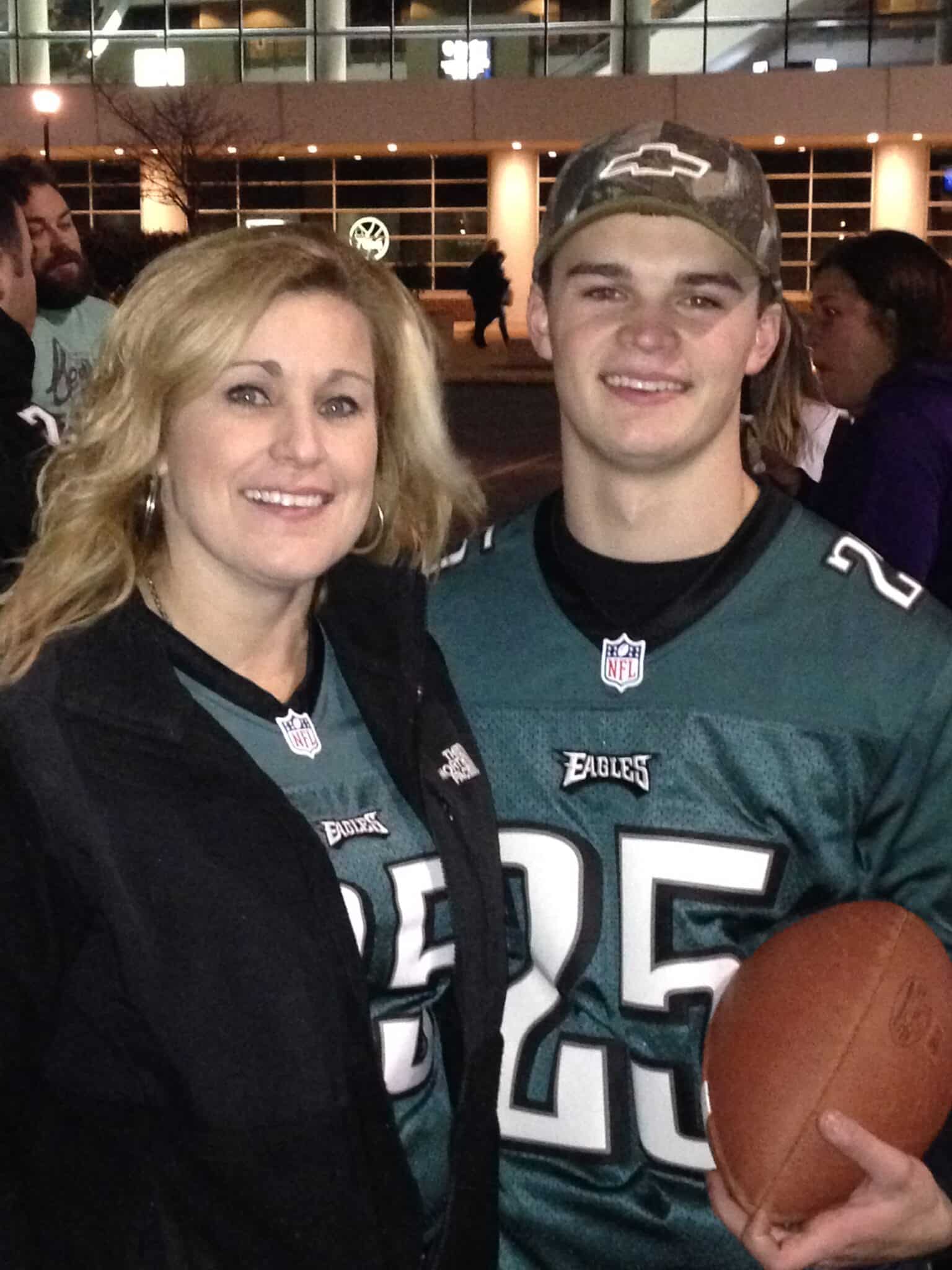 Tony and his mom at an Eagles Monday Night Game! Tony was a die hard Eagles Fan!